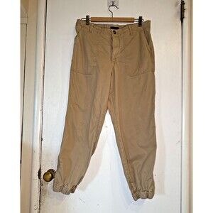 Quince Organic Stretch Cotton Twill Utility Jogger Light Khaki Pants Womens's 12
